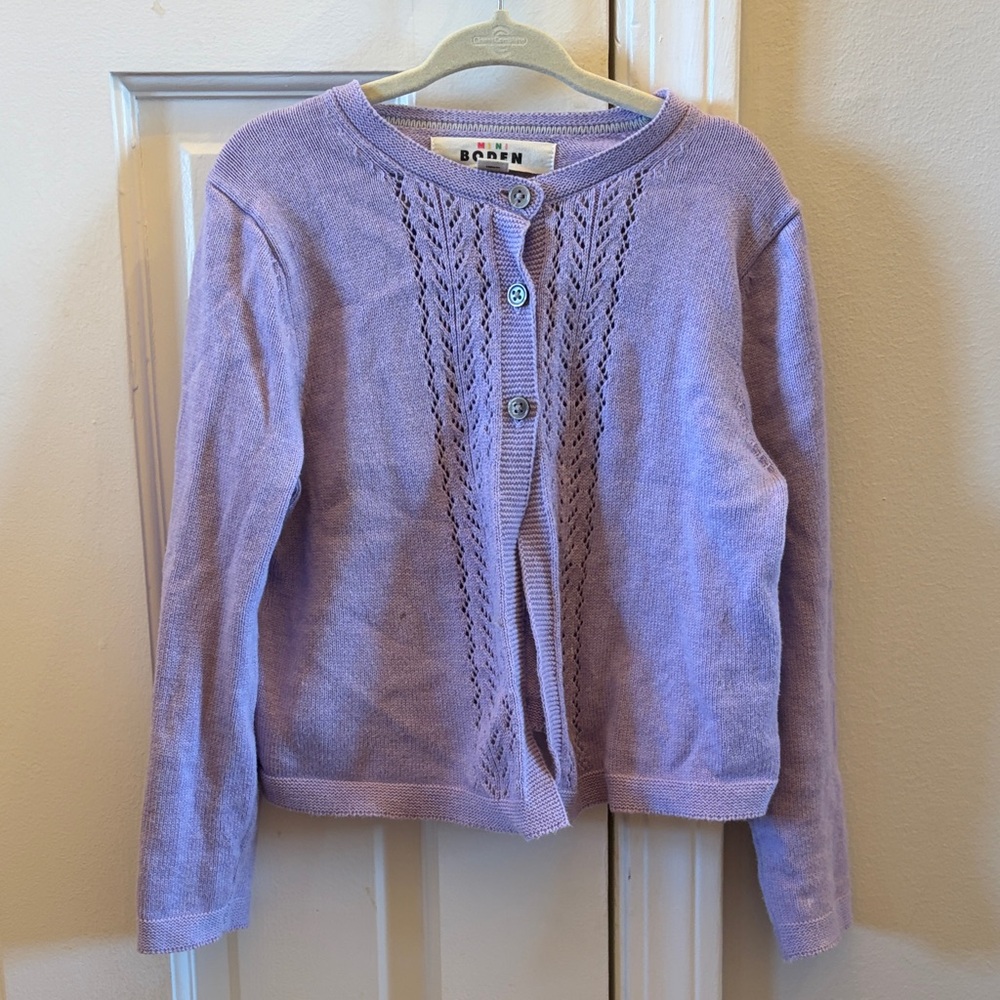 Mini Boden Purple Cardigan Sweater
